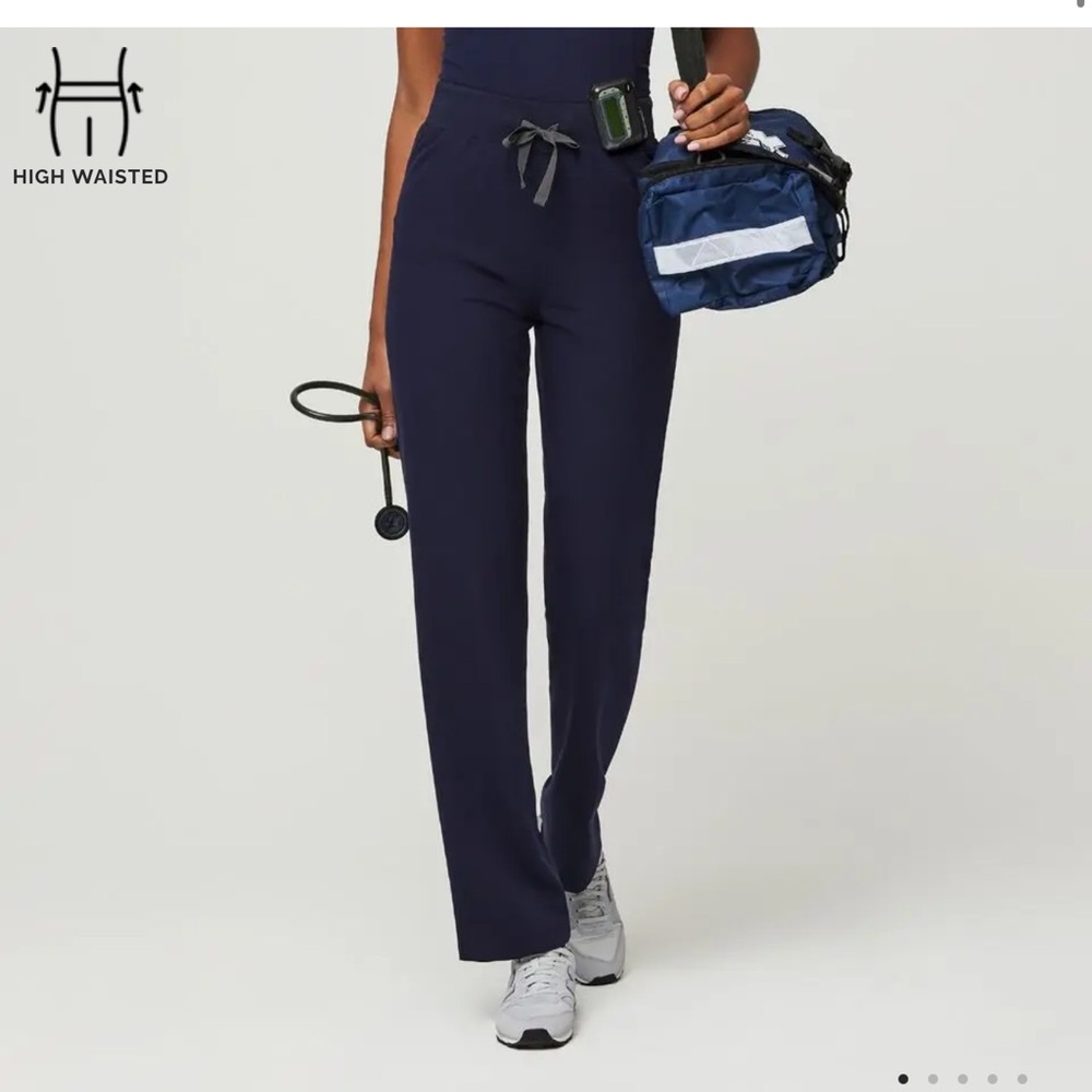 High Waisted Livingston Figs Navy Scrub Pants
